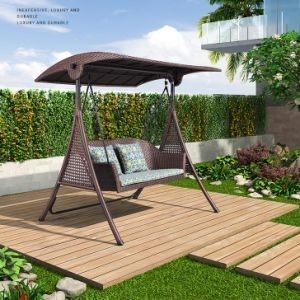 Mobiliário confortável para o exterior 3 lugares Cadeira balançante com dossel jardim Patio cadeira suspensa