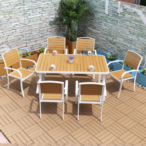 Mesa e cadeiras para o exterior de madeira polipropileno impermeável