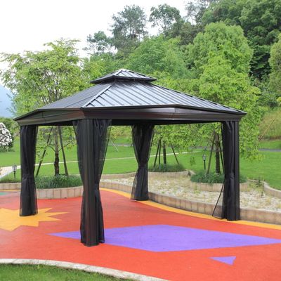 Gazebo revestido de PVC Quad Pop Up Gazebo com Estruturas de aço