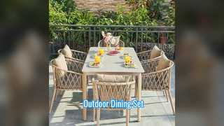 Conjunto de jantar comercial ao ar livre de 6 lugares