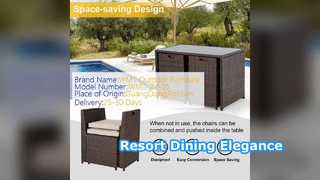 Conjunto de jantar ao ar livre para hotel e mesa de vidro