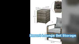 Conjunto de lounge ao ar livre, mesa de armazenamento de resort de hotel